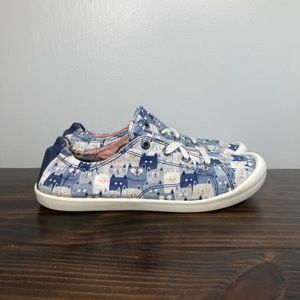 Skechers Bobs Beach Bingo Kitty Concert Blue Cat Sneakers Womens Size 9